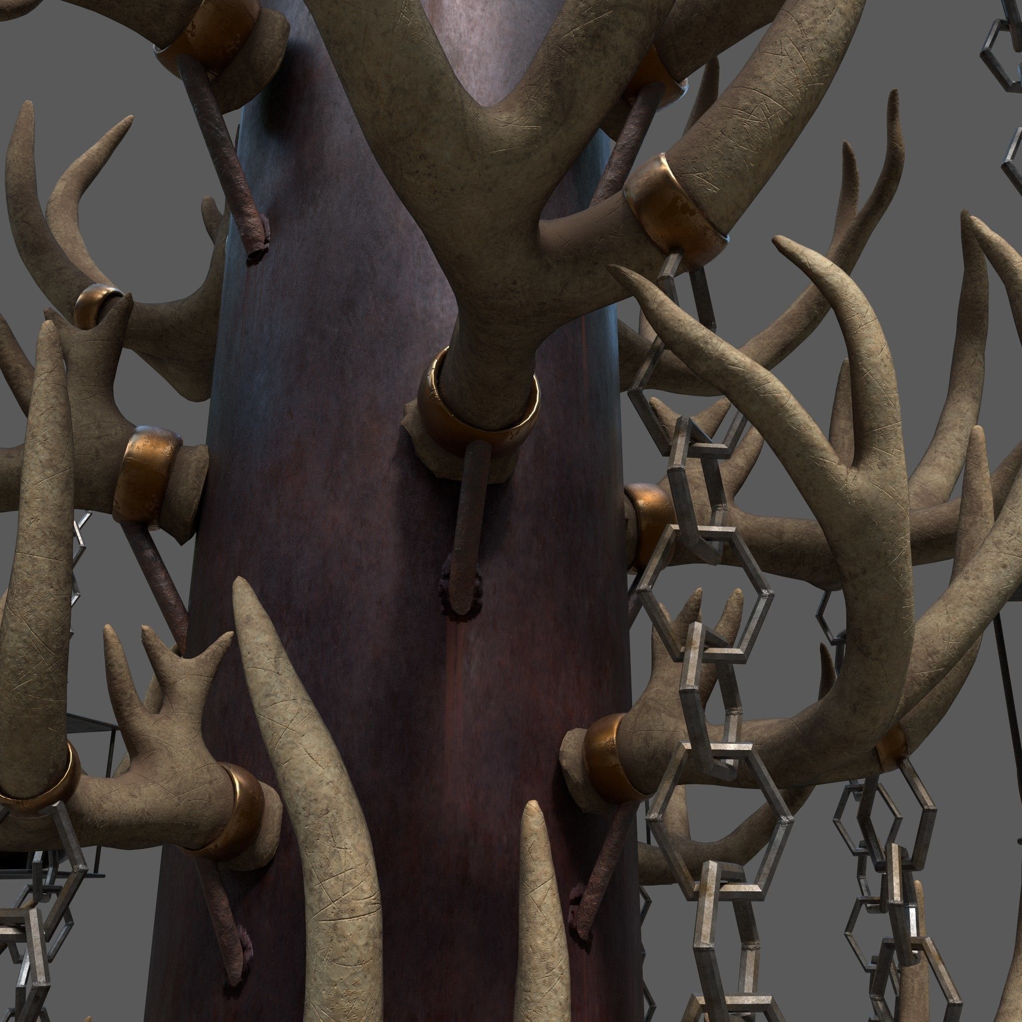Large Antler Chandelier Free low-poly 3D model_21