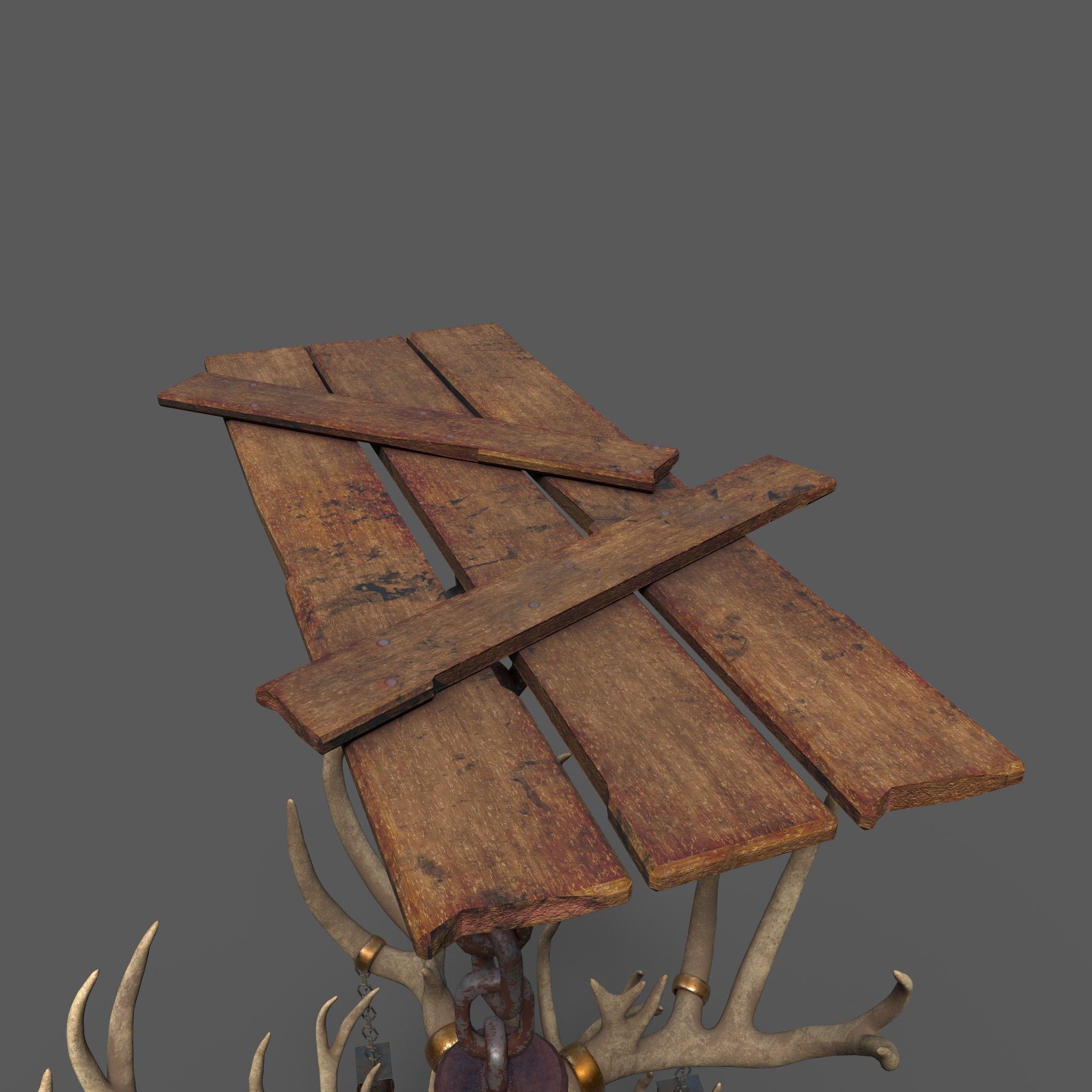Large Antler Chandelier Free low-poly 3D model_14
