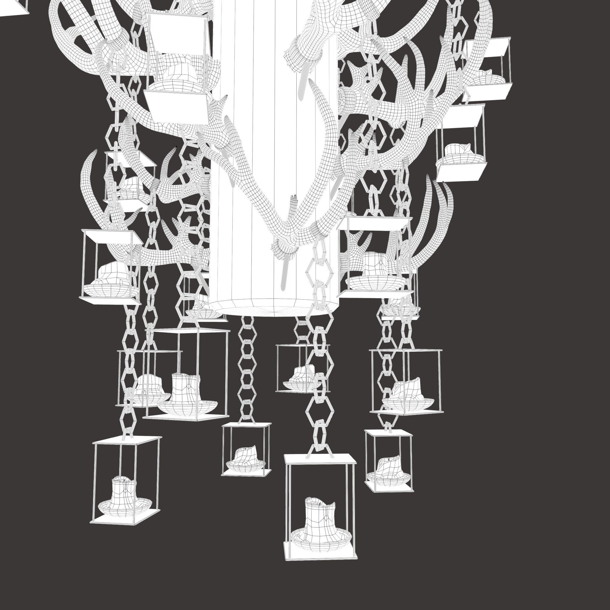 Large Antler Chandelier Free low-poly 3D model_39