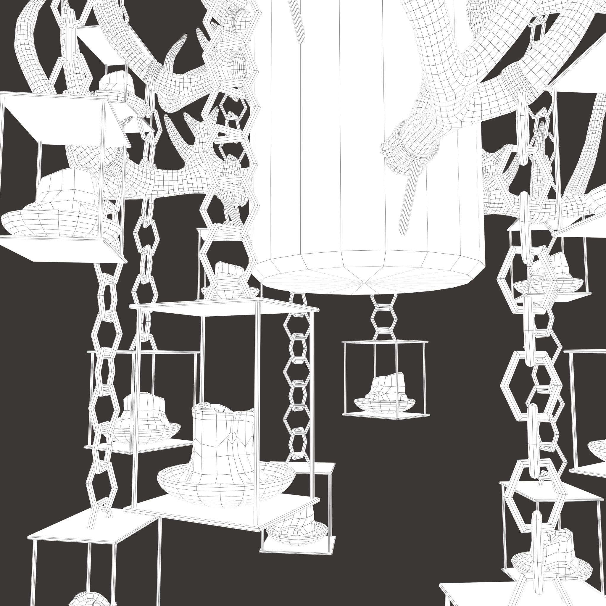 Large Antler Chandelier Free low-poly 3D model_38