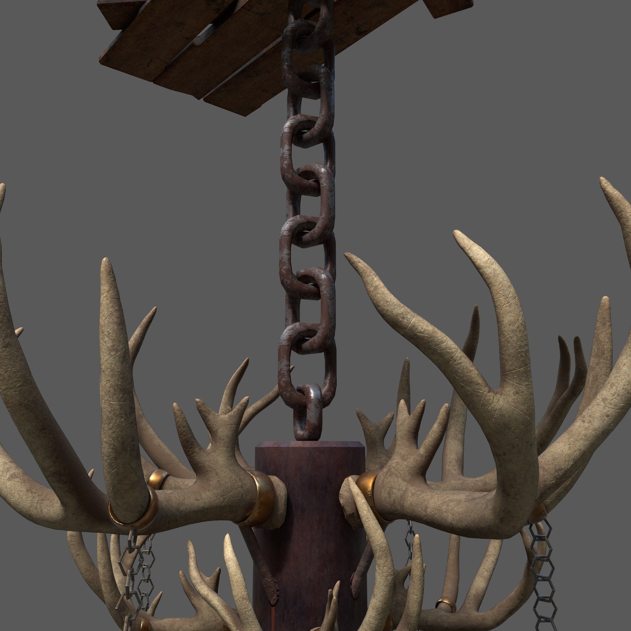 Large Antler Chandelier Free low-poly 3D model_17
