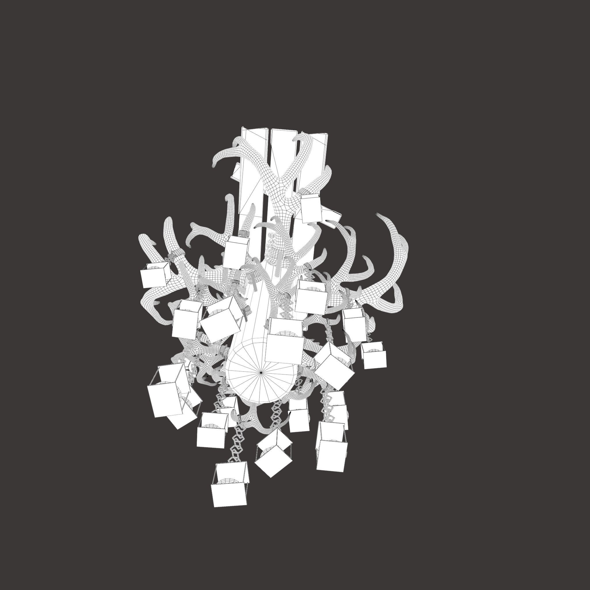 Large Antler Chandelier Free low-poly 3D model_37