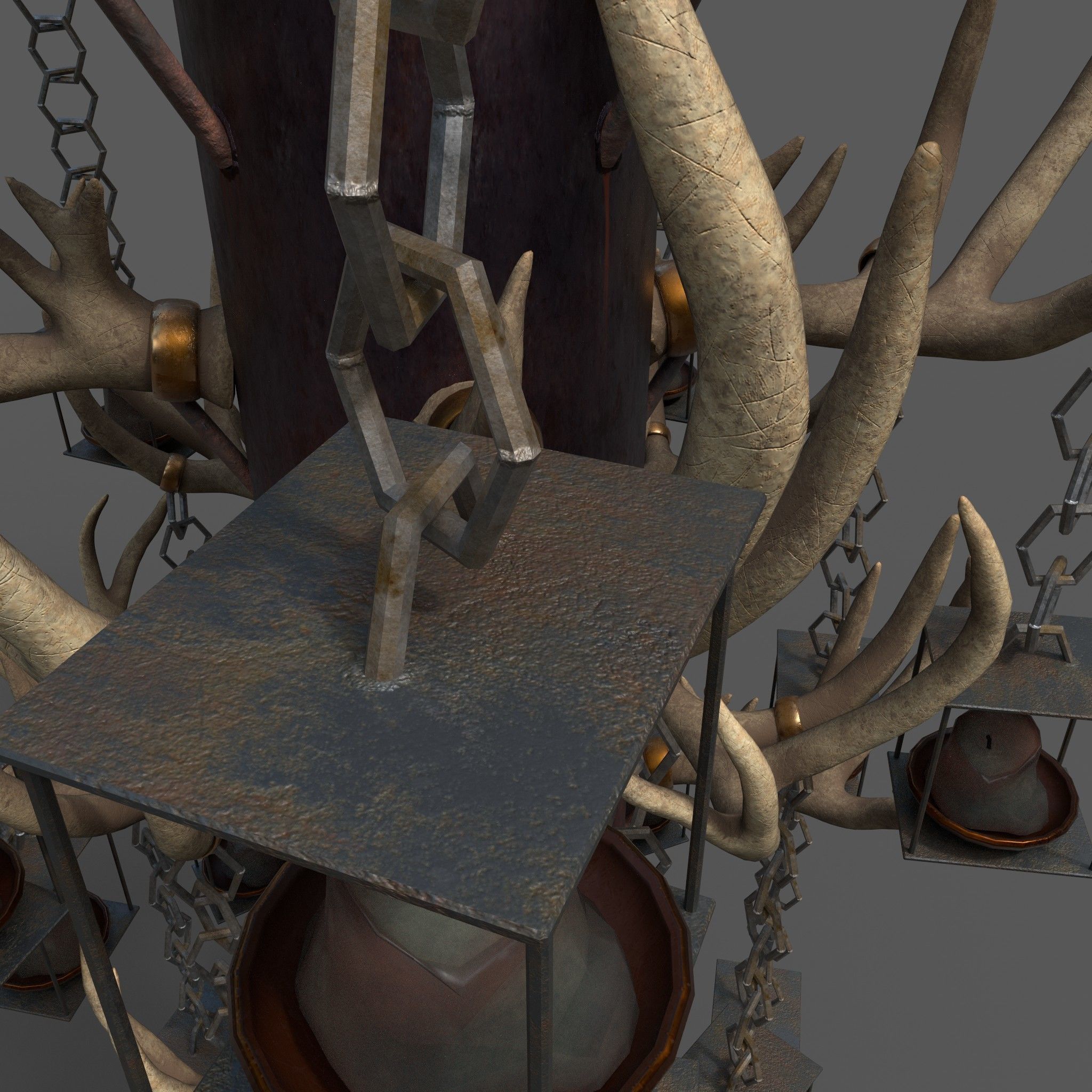 Large Antler Chandelier Free low-poly 3D model_23