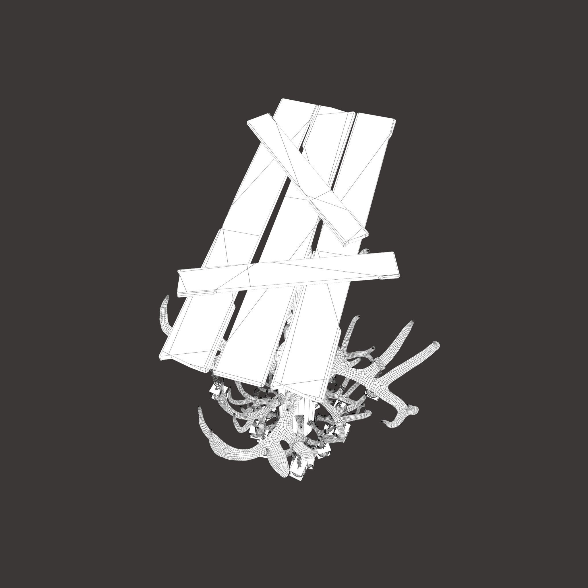 Large Antler Chandelier Free low-poly 3D model_31