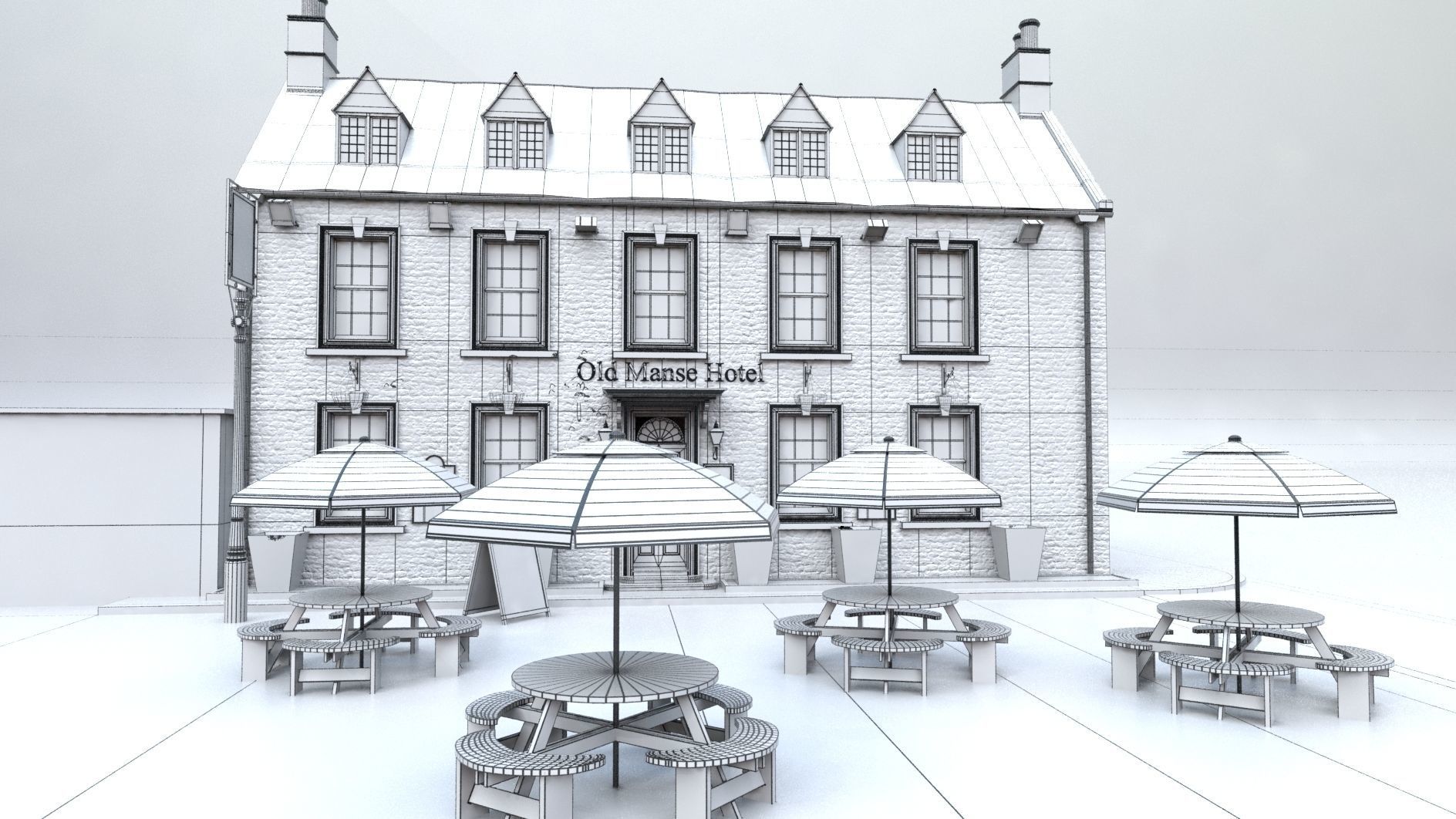 An English Country Pub Inn Hotel 3D model_15