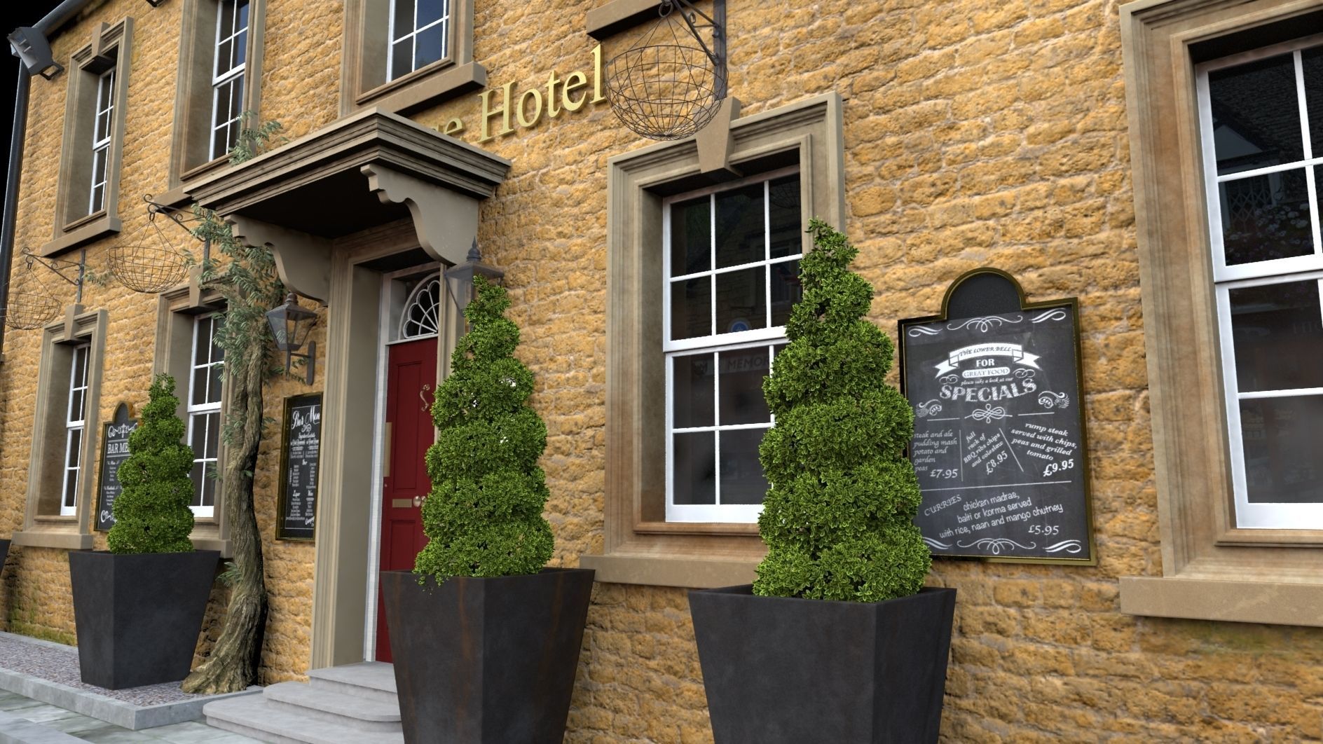 An English Country Pub Inn Hotel 3D model_6