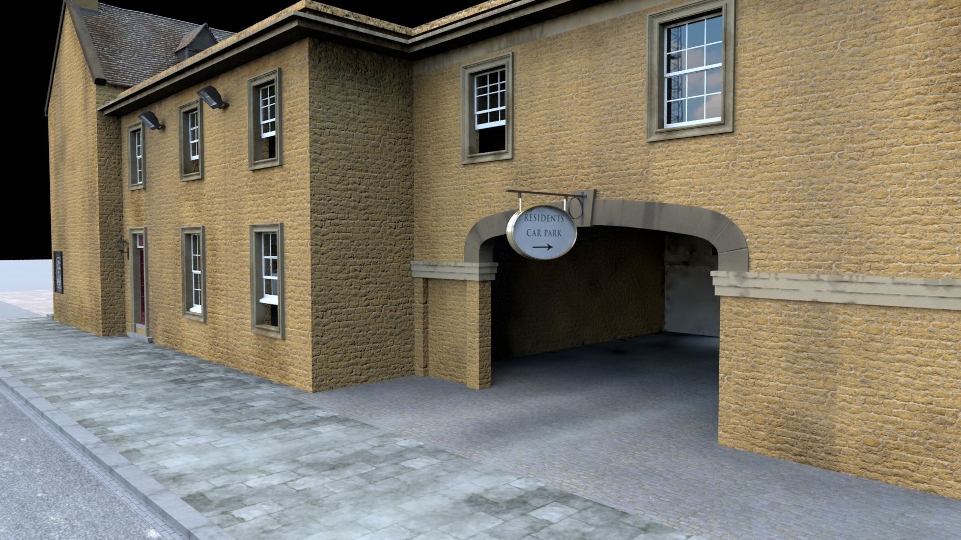An English Country Pub Inn Hotel 3D model_5