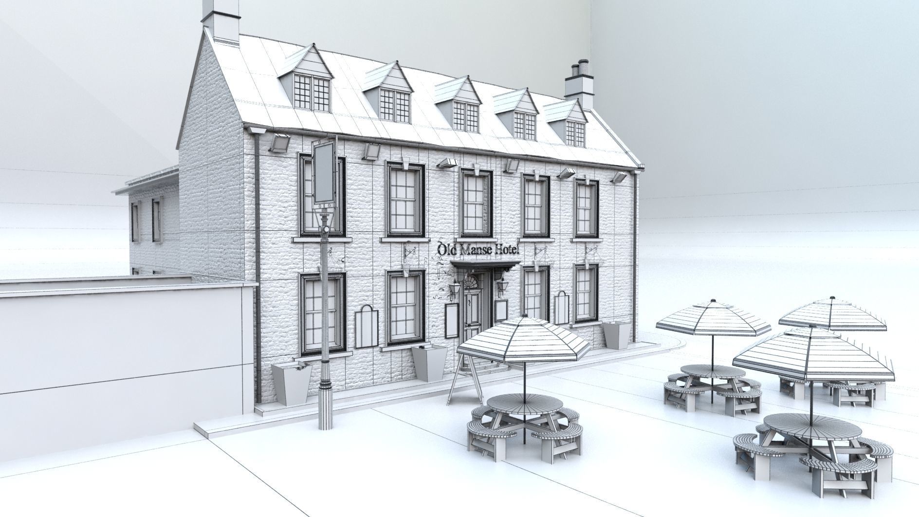 An English Country Pub Inn Hotel 3D model_16
