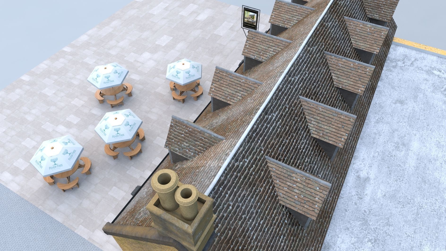 An English Country Pub Inn Hotel 3D model_10