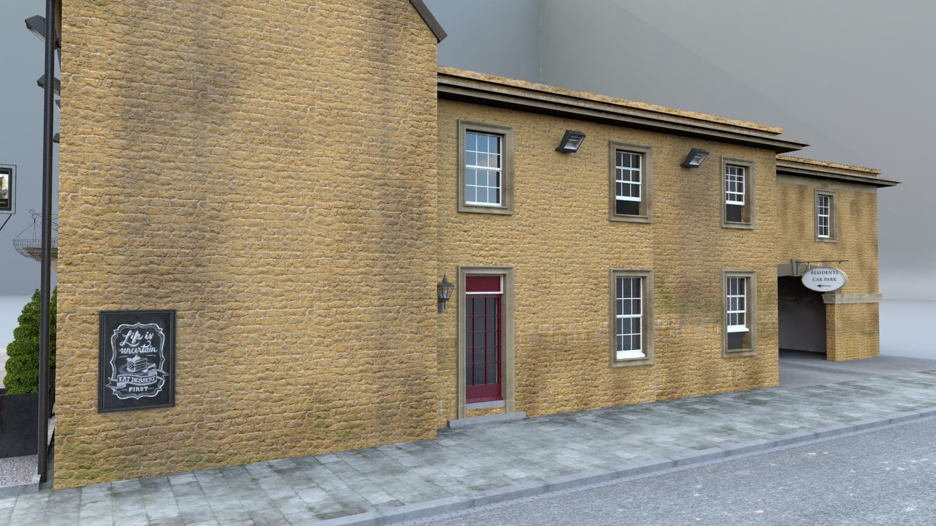 An English Country Pub Inn Hotel 3D model_9