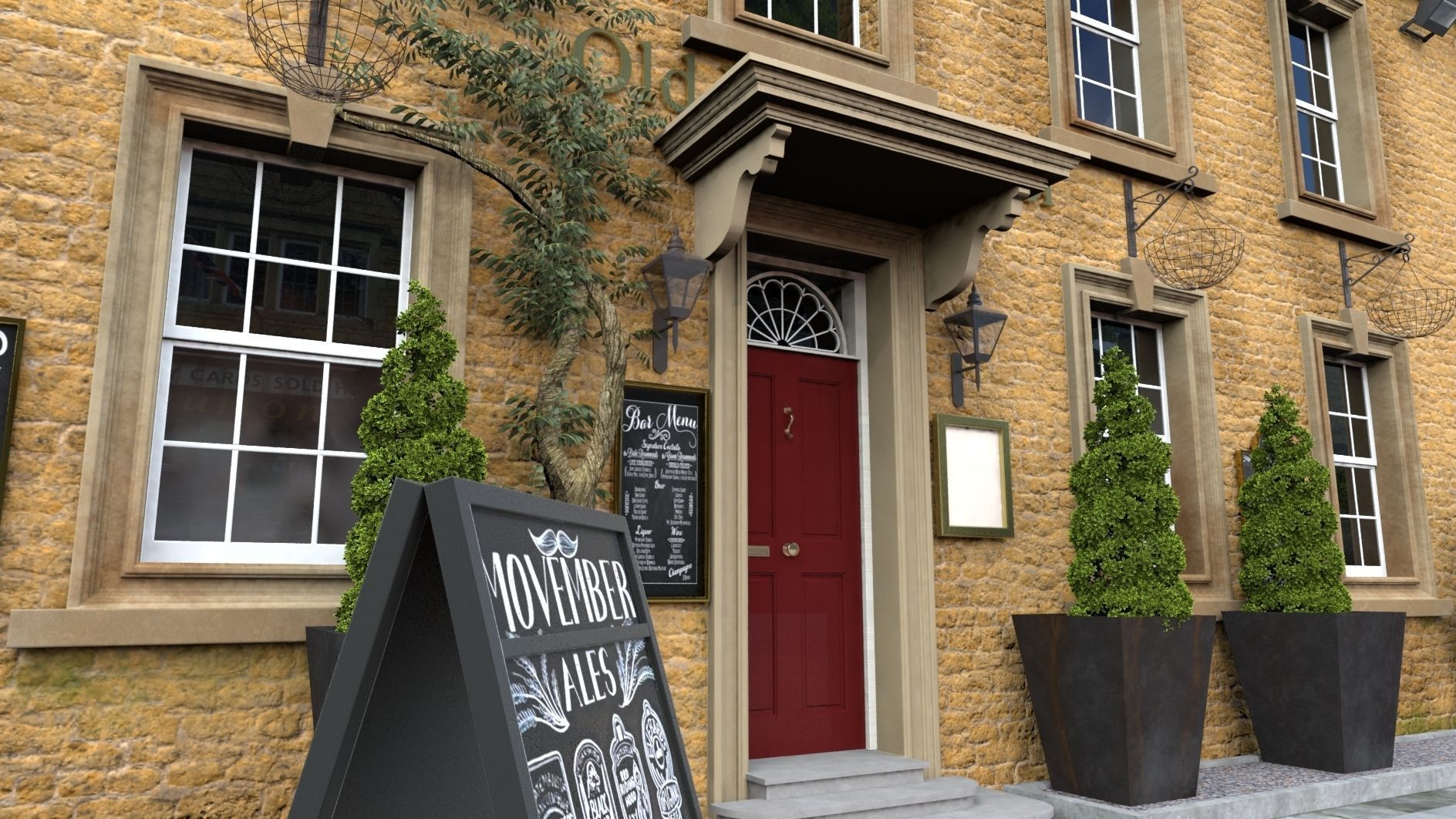 An English Country Pub Inn Hotel 3D model_7