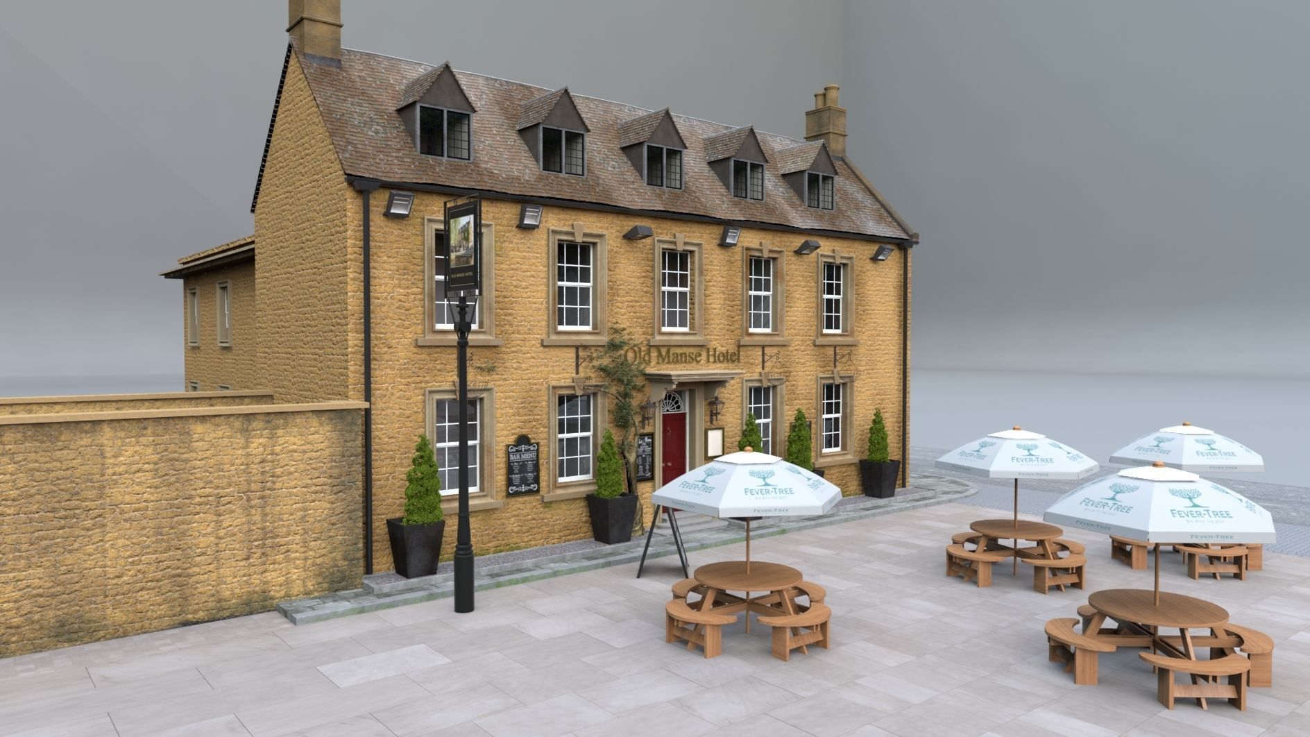 An English Country Pub Inn Hotel 3D model_3