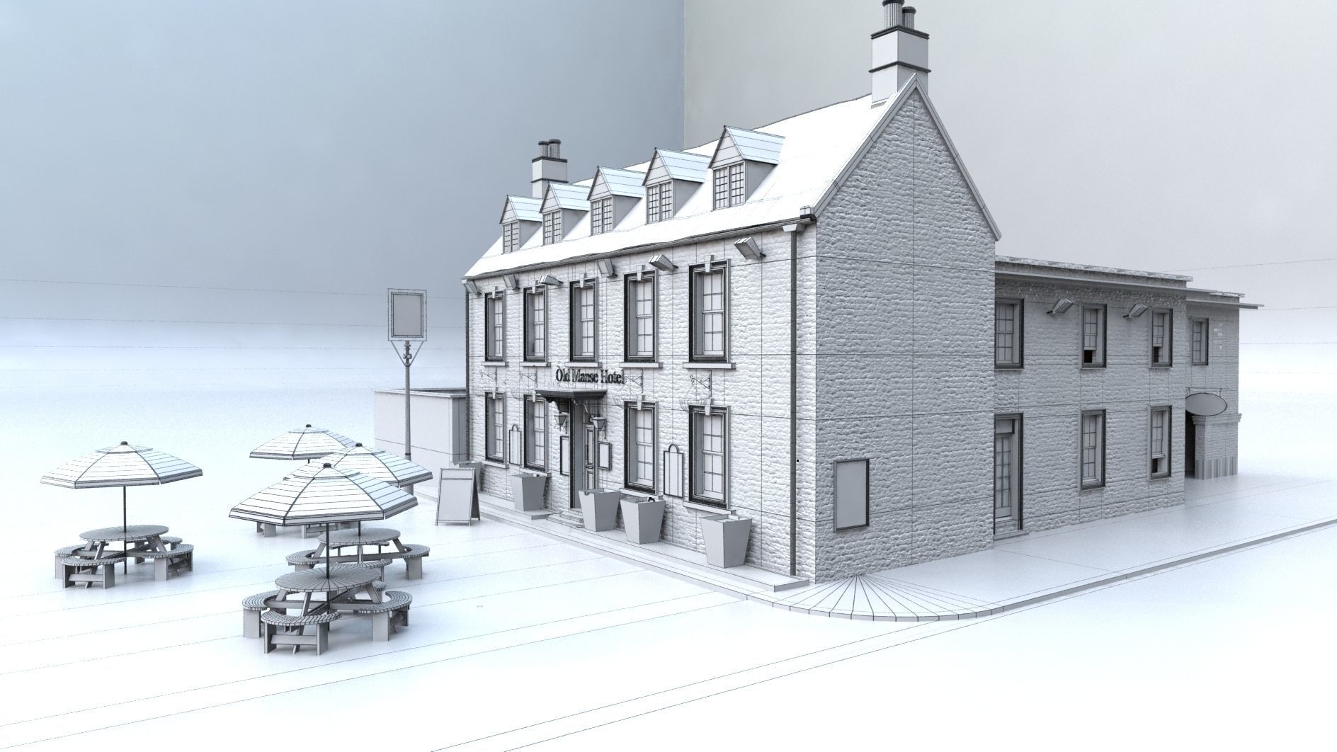 An English Country Pub Inn Hotel 3D model_14