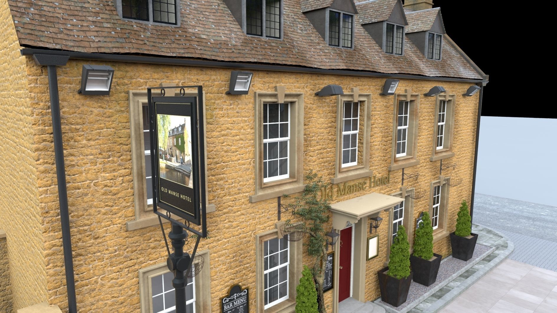 An English Country Pub Inn Hotel 3D model_8