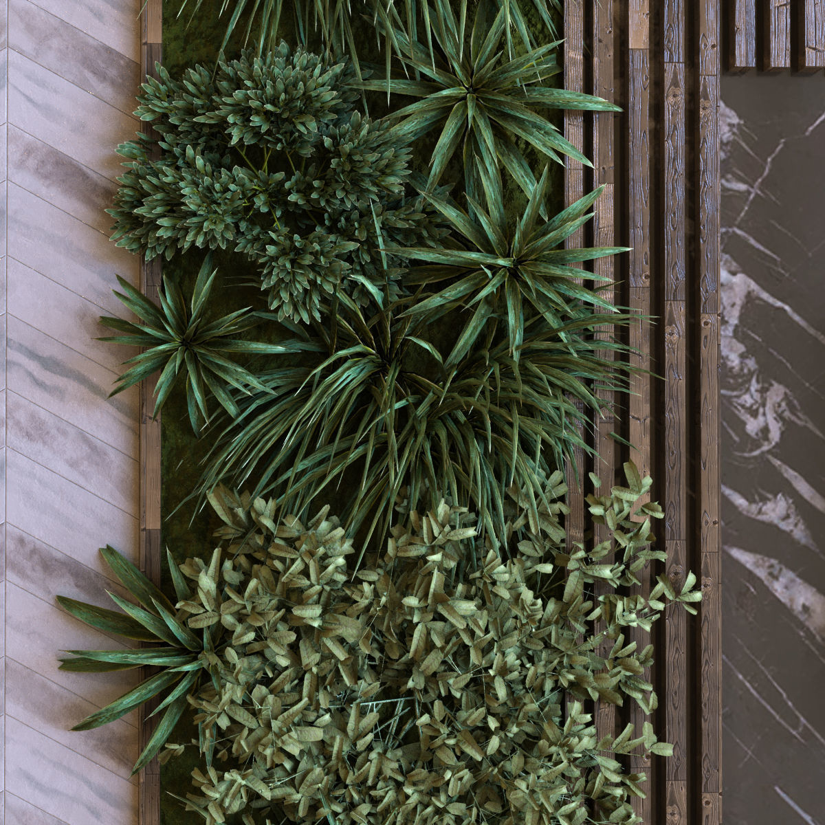 tv wall set 011 green wall Low-poly 3D model_5