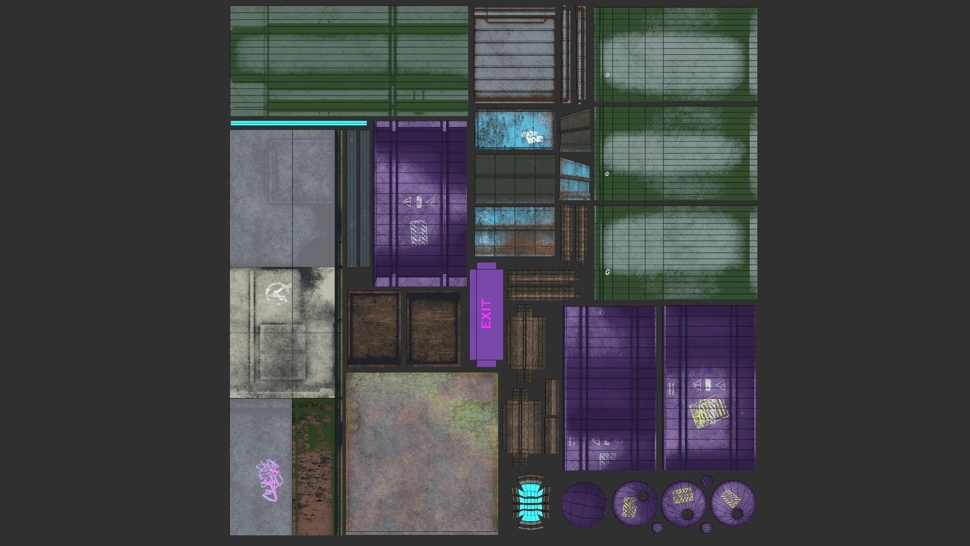 Back Alley Backdrop - Neon Cyberpunk Scenery - Full Perm Low-poly 3D model_8