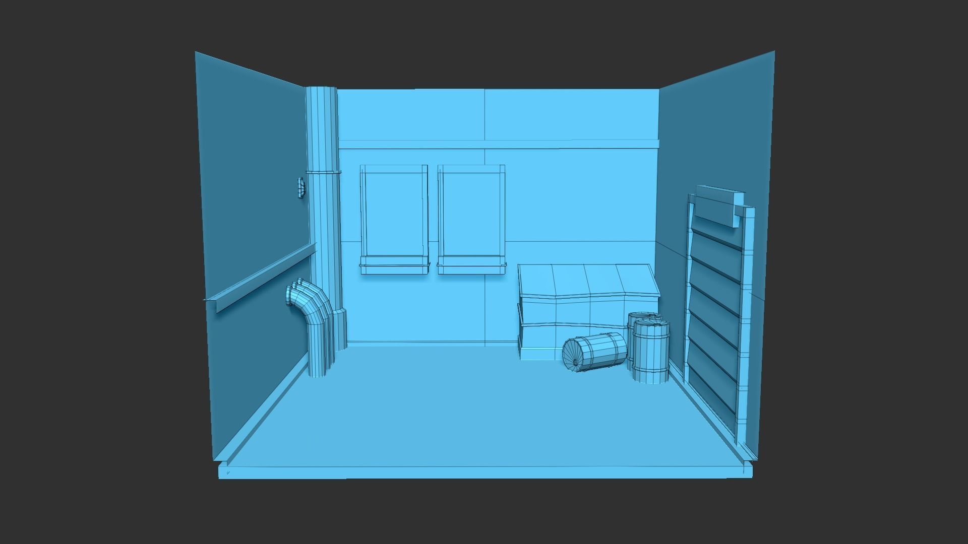 Back Alley Backdrop - Neon Cyberpunk Scenery - Full Perm Low-poly 3D model_9