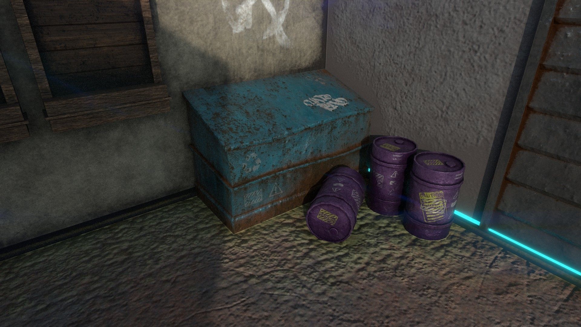 Back Alley Backdrop - Neon Cyberpunk Scenery - Full Perm Low-poly 3D model_4