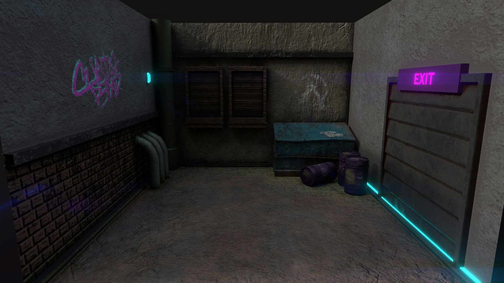 Back Alley Backdrop - Neon Cyberpunk Scenery - Full Perm Low-poly 3D model_2