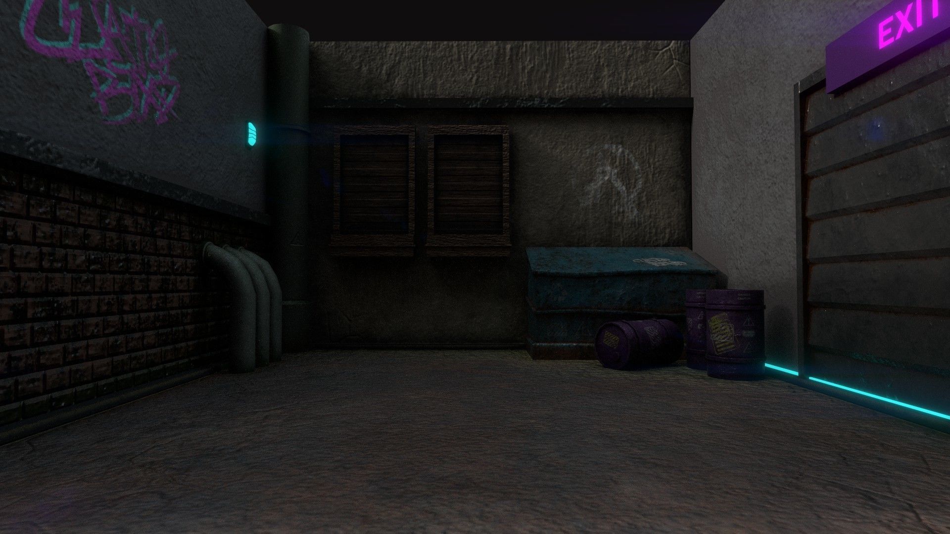 Back Alley Backdrop - Neon Cyberpunk Scenery - Full Perm Low-poly 3D model_3