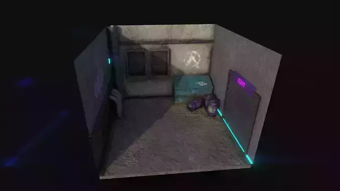 Back Alley Backdrop - Neon Cyberpunk Scenery - Full Perm Low-poly 3D model