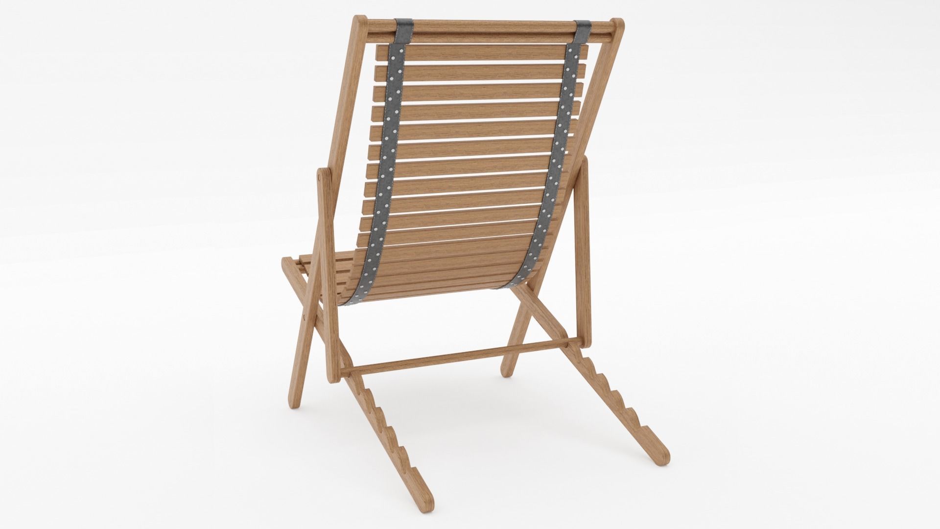 Wooden Beach Chair 3D model_4