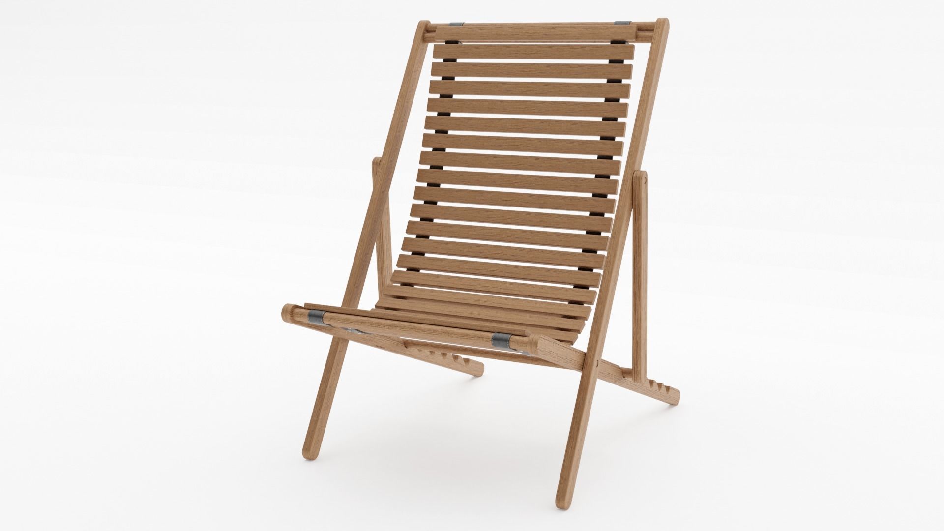 Wooden Beach Chair 3D model_1