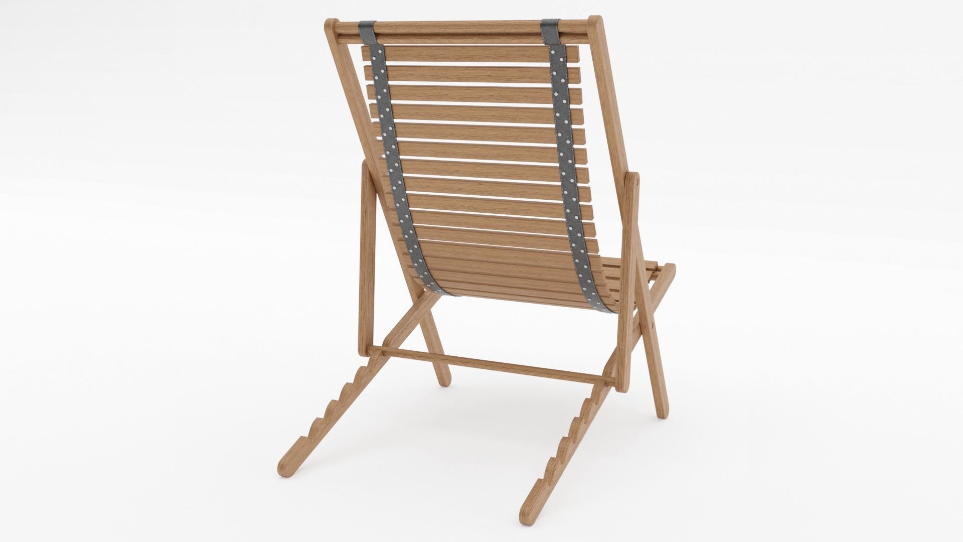 Wooden Beach Chair 3D model_3