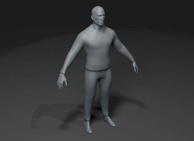 Clothed Male Body Base Mesh 3D Model 10k Polygons Low-poly 3D model