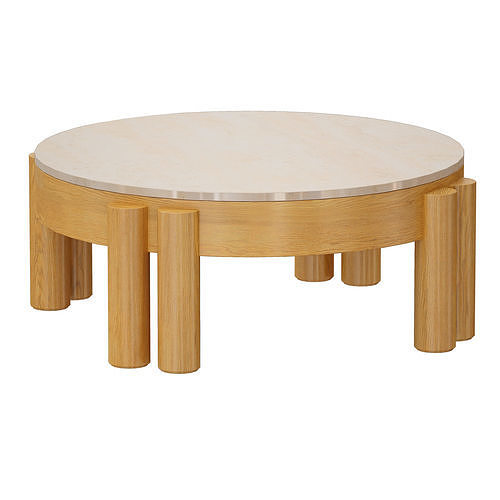 Oasis Round Wood Coffee Table Crate and Barrel 3D model