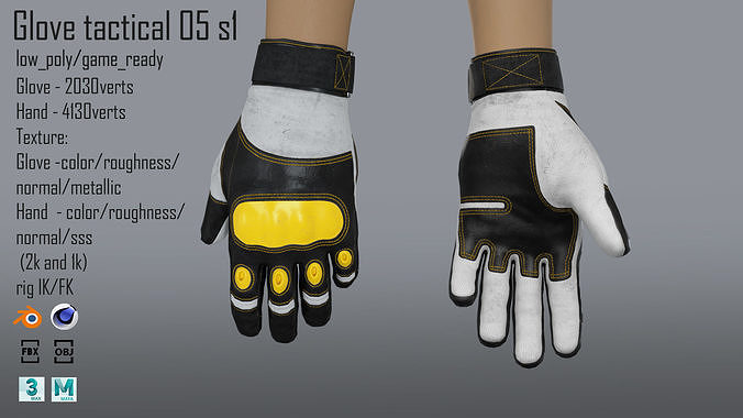 FPS hand glove tactical 05 s1 Low-poly 3D model