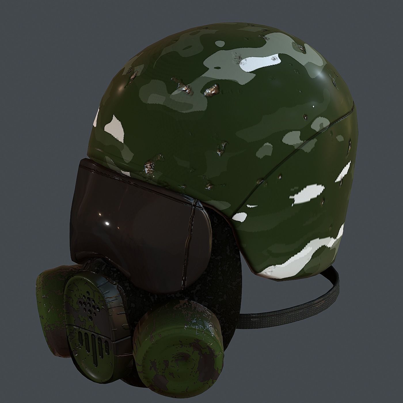 Gas mask helmet 3d model scifi Low-poly Low-poly 3D model Low-poly 3D model_4