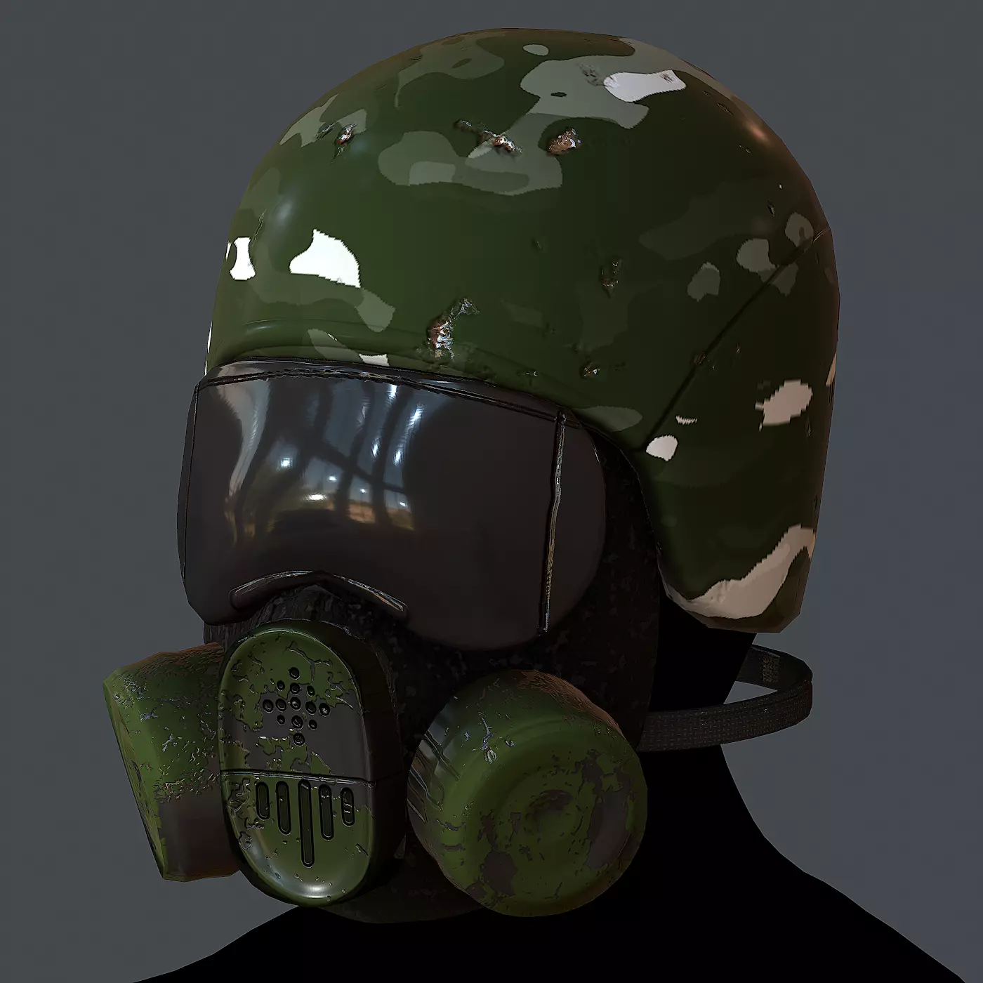 Gas mask helmet 3d model scifi Low-poly Low-poly 3D model Low-poly 3D model_0