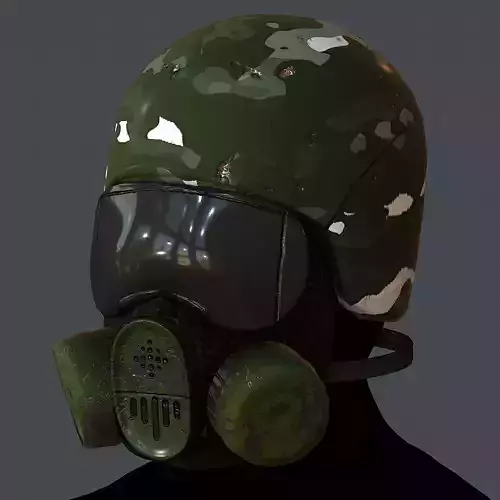 Gas mask helmet 3d model scifi Low-poly Low-poly 3D model