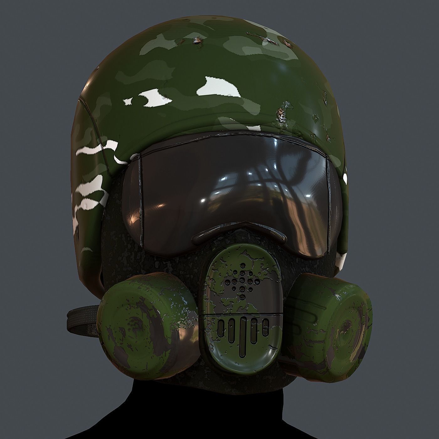 Gas mask helmet 3d model scifi Low-poly Low-poly 3D model Low-poly 3D model_2