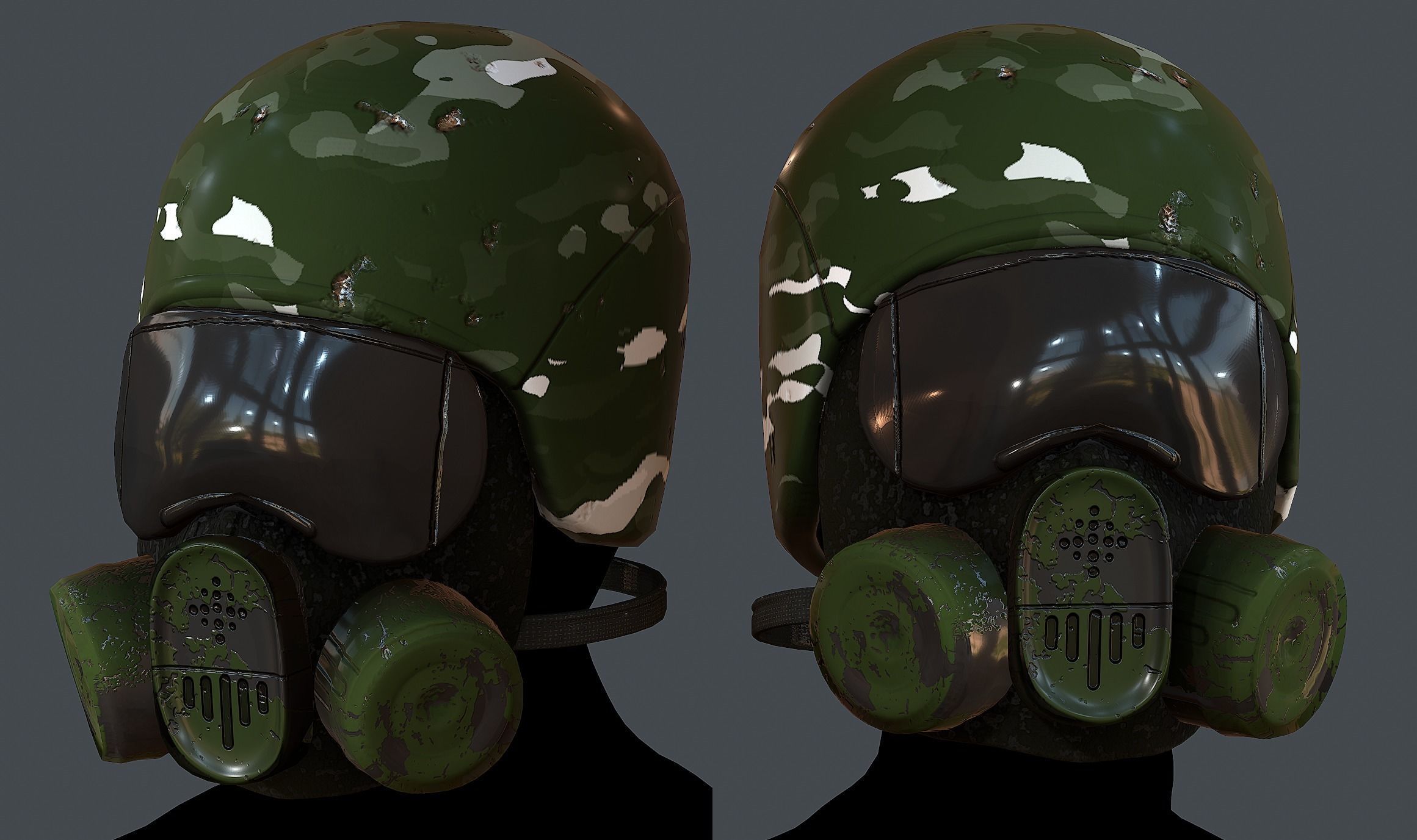 Gas mask helmet 3d model scifi Low-poly Low-poly 3D model Low-poly 3D model_1