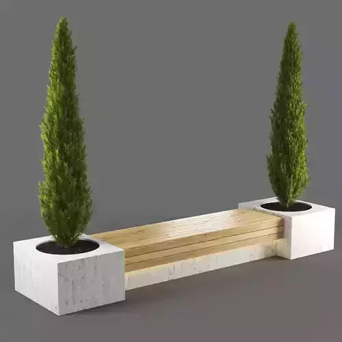 bench1134 bench with two trees in it