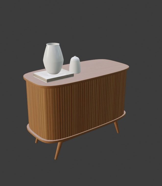 Mid-Century Modern Credenza Table Paneled 3D model_4