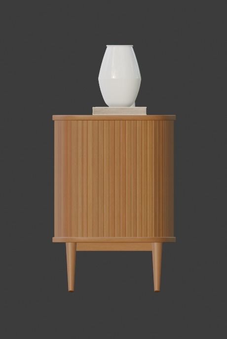 Mid-Century Modern Credenza Table Paneled 3D model_6