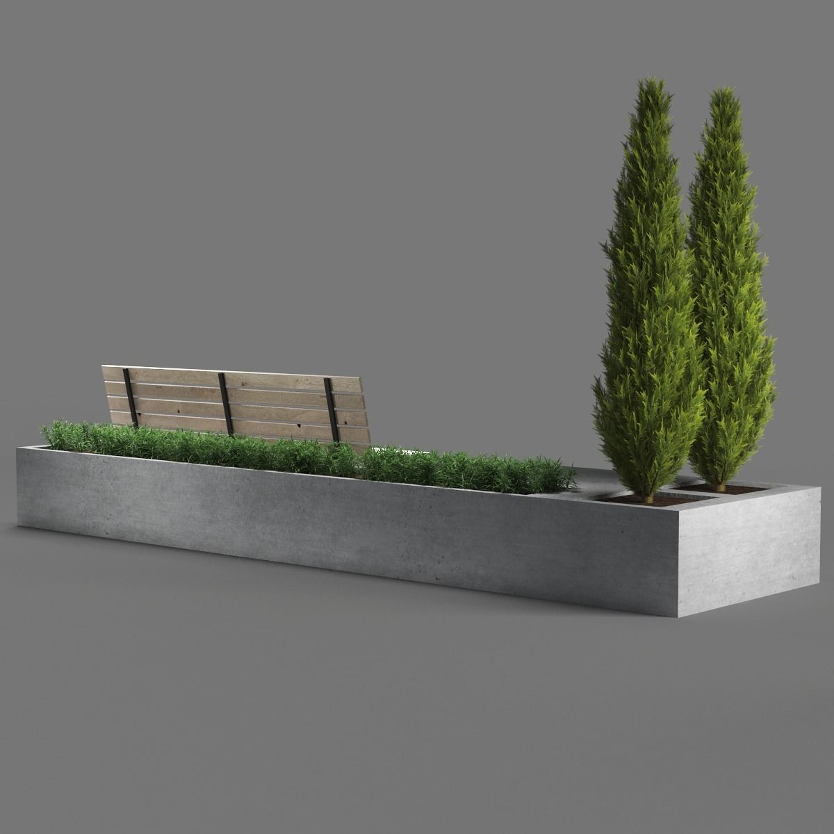 bench312 concrete bench with two trees in it 3D model_5