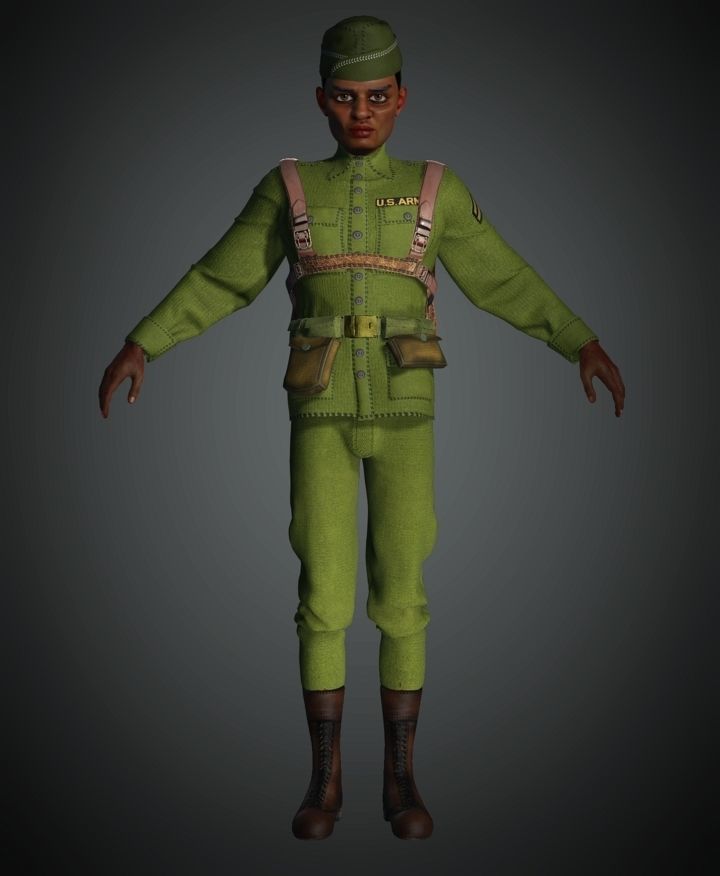 WWII US Soldier 3D model_4