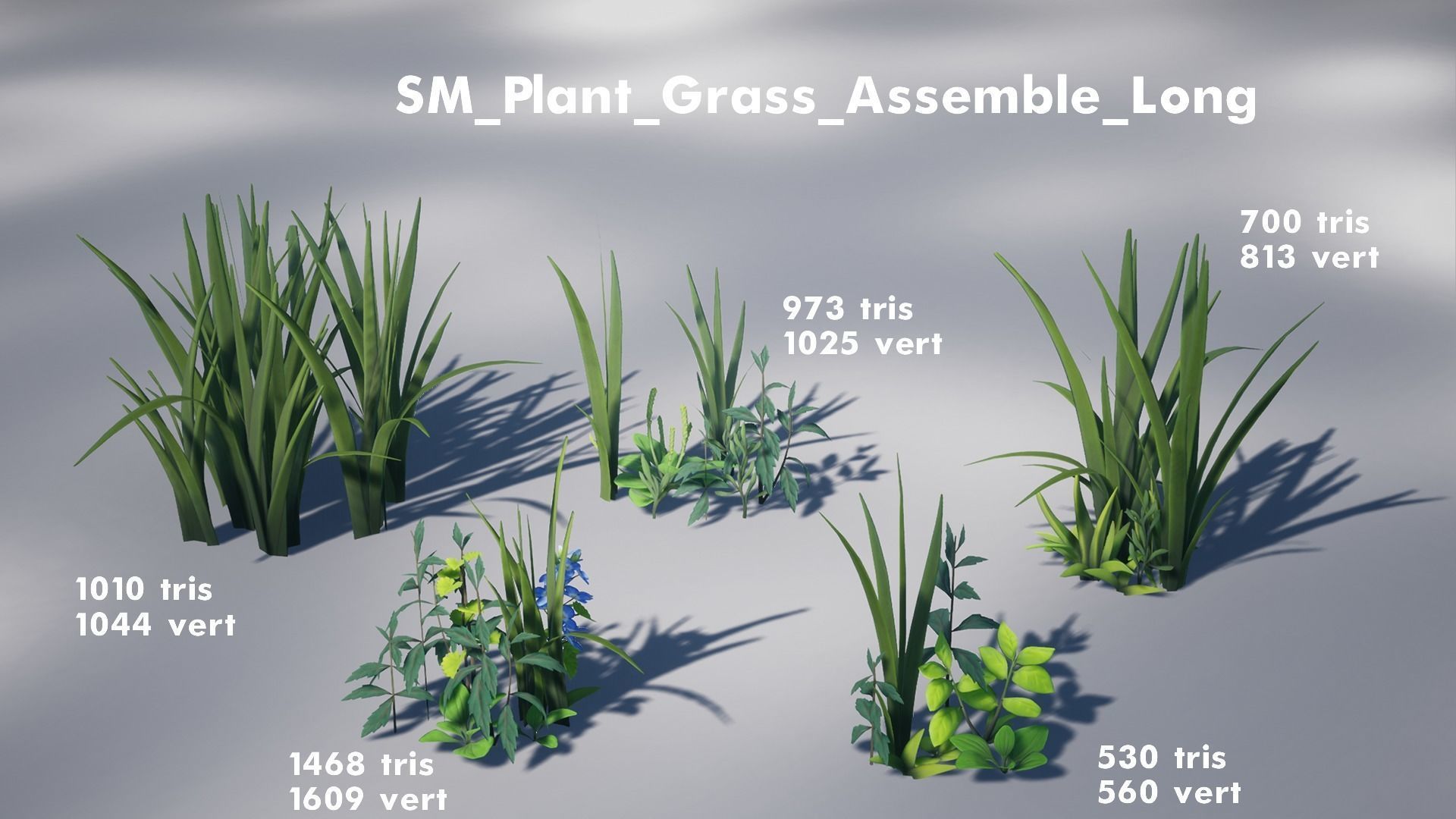 Stylized Grass Pack Low-poly 3D model_12