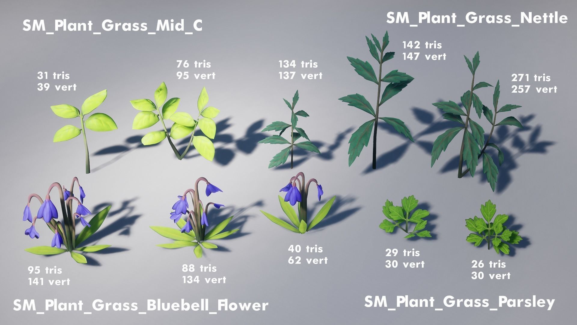 Stylized Grass Pack Low-poly 3D model_7