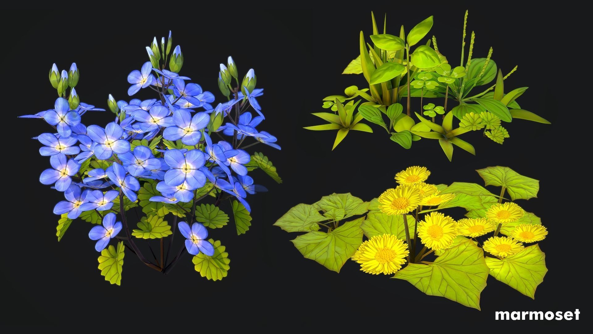 Stylized Grass Pack Low-poly 3D model_24