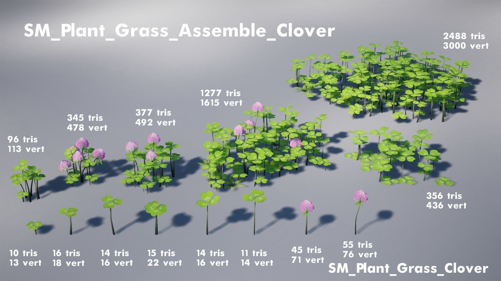 Stylized Grass Pack Low-poly 3D model_6