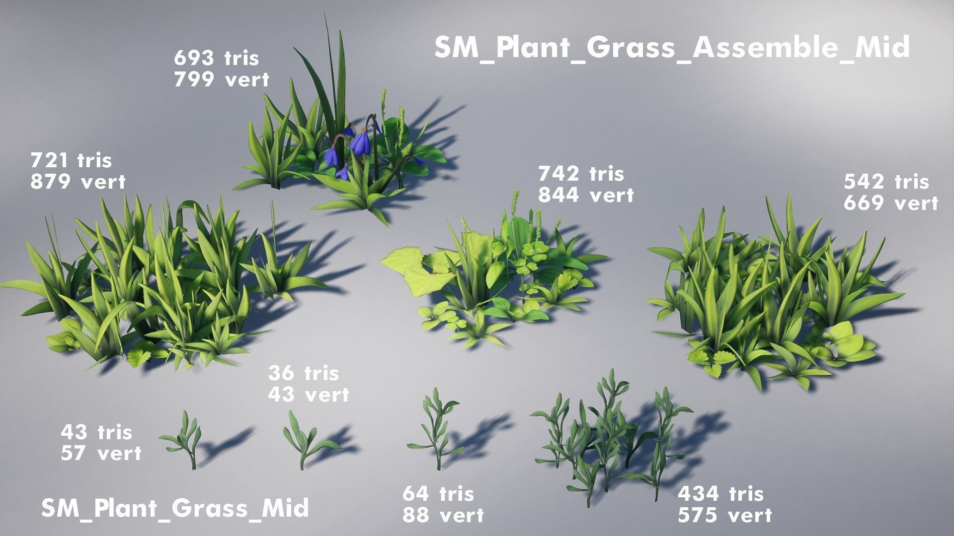 Stylized Grass Pack Low-poly 3D model_11