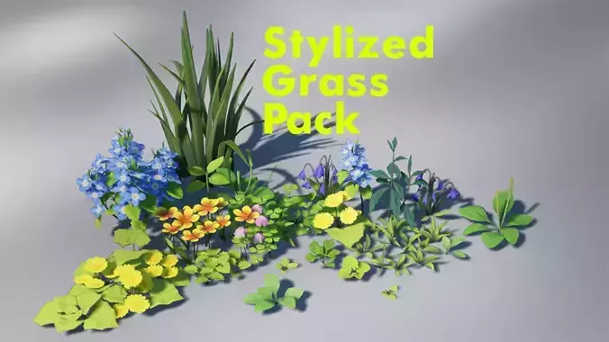 Stylized Grass Pack Low-poly 3D model