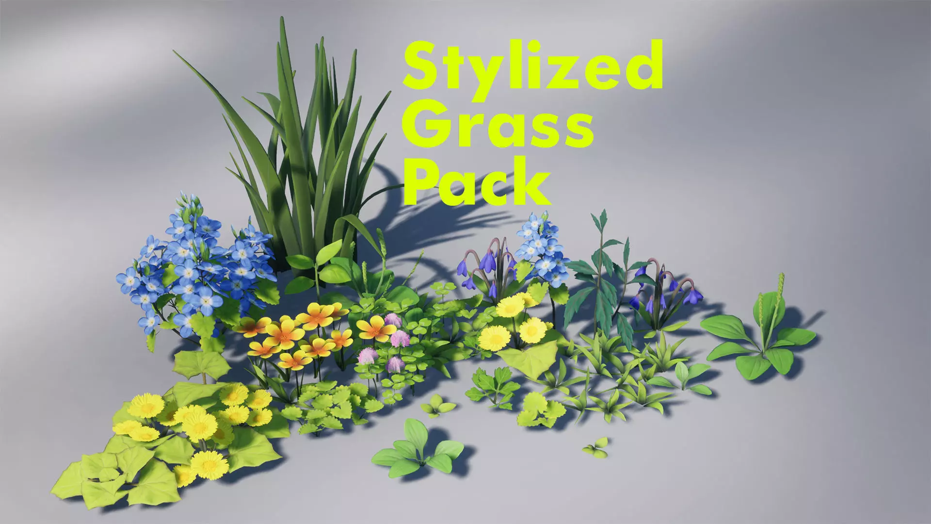 Stylized Grass Pack Low-poly 3D model_0