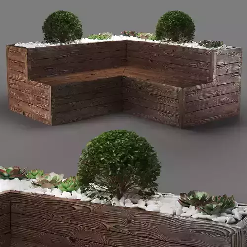 bench322 wooden planter box