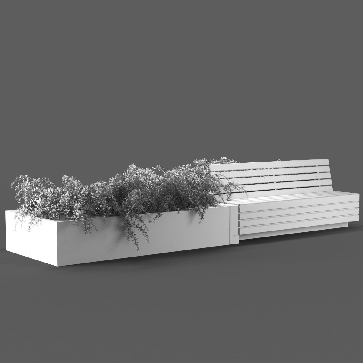 bench349 concrete bench with plants in it 3D model_3
